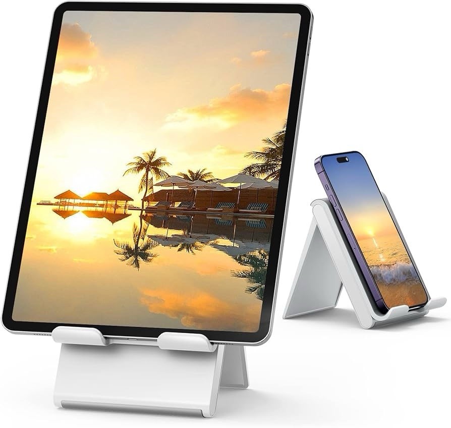 Adjustable Tablet Stand Holder Portable Foldable Desktop Stand Dock Plus Gray