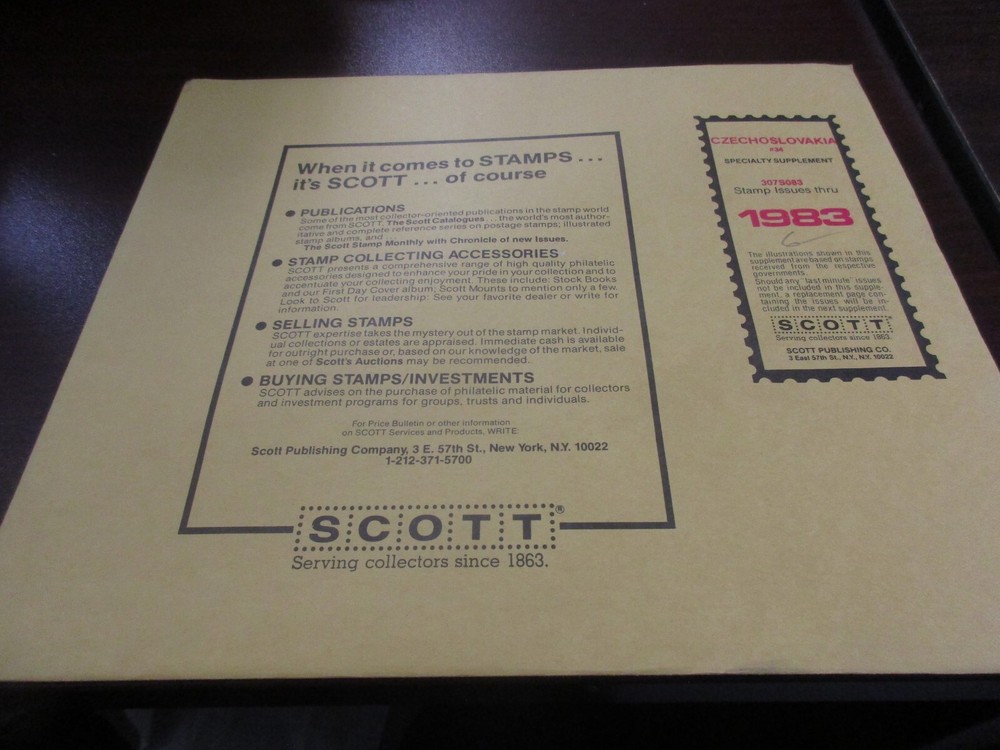 THE SCOTT SUPPLEMENT CZECHOSLOVAKIA #34  #307S083 ,1983 W/FREE SHIPPING!!