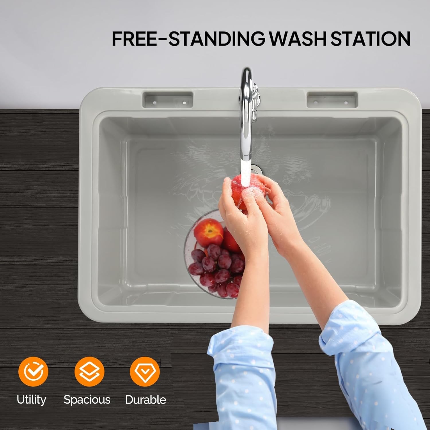 Freestanding Outdoor Utility Sink Laundry Tub with Rotatable Faucet Upgraded