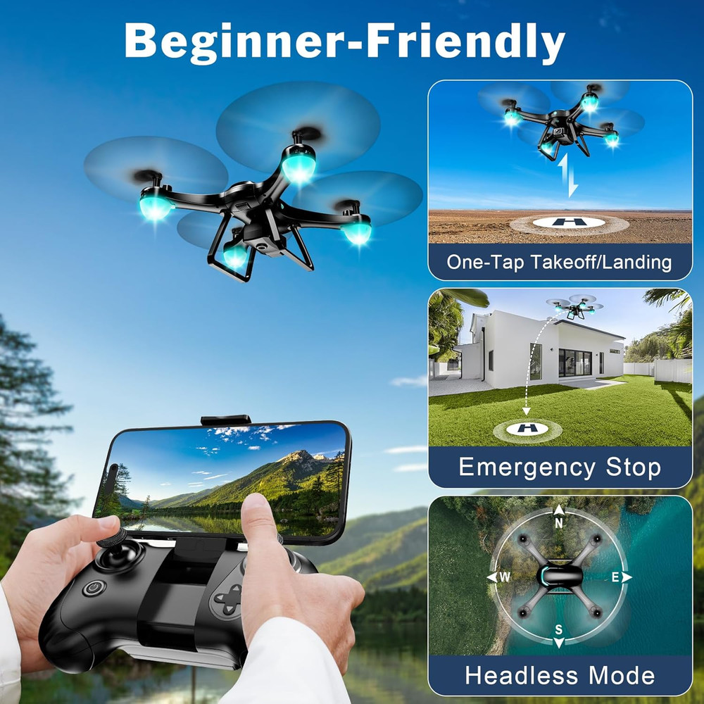 Drone with 1080P Camera for Beginners, Remote Control Quadcopter with Gestures S