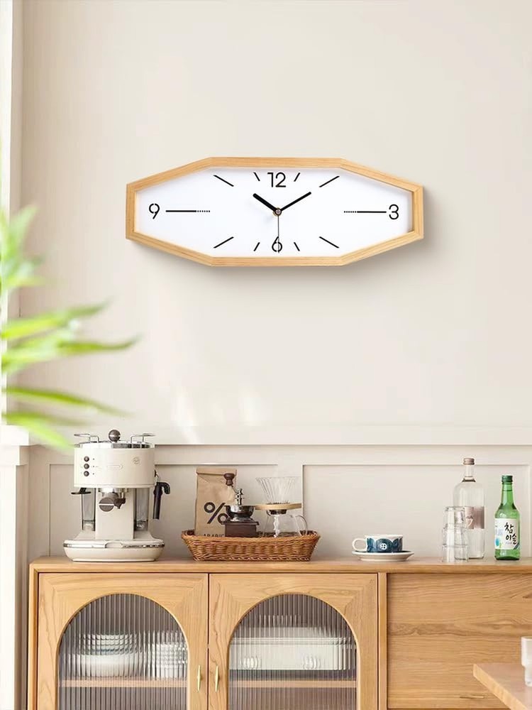Wooden Retro Wall Clocks, 18 Inches Square Clocks Rectangular Wall Clock Batt...