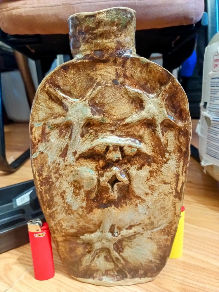 Handmade ceramic ceremonial Ayahuasca Sun Flask