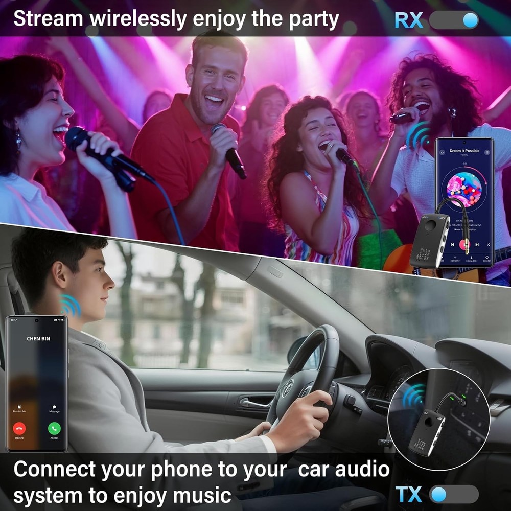 Bluetooth 5.4 Transmitter Receiver For 2 BT Devices, Wireless Adapter