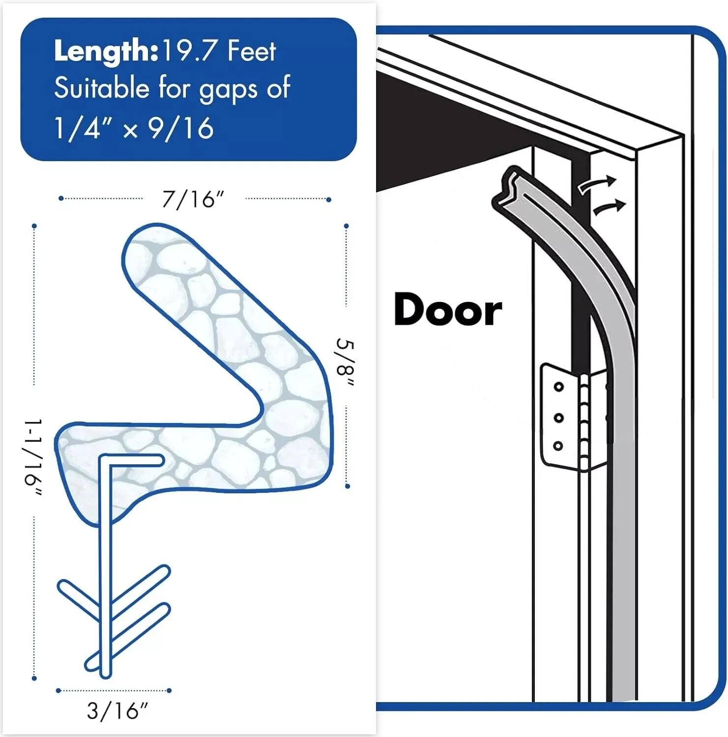 Weather Stripping Door Seal V Shaped Q Foam Kerf Weather Strip Soundproof 24FT W