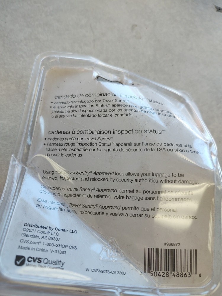 CVS TSA Inspection Status Combination Lock