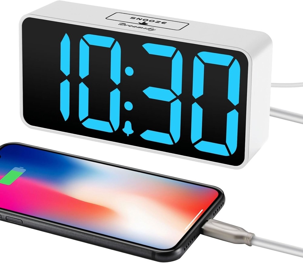 Sleek Digital Bedside Alarm Clock with Nightlight & Power Backup Features