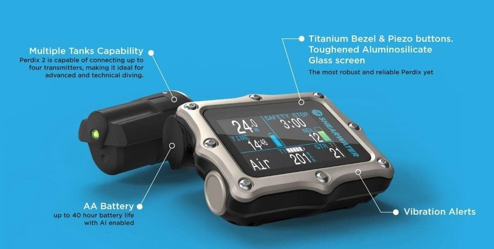 Shearwater Perdix 2 Ti Dive Computer Silver + Swift Combo