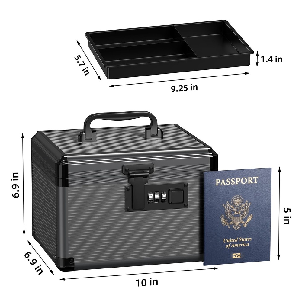Medicine Lock Box with Code, Lock Box with Removable Tray, Portable First Aid...