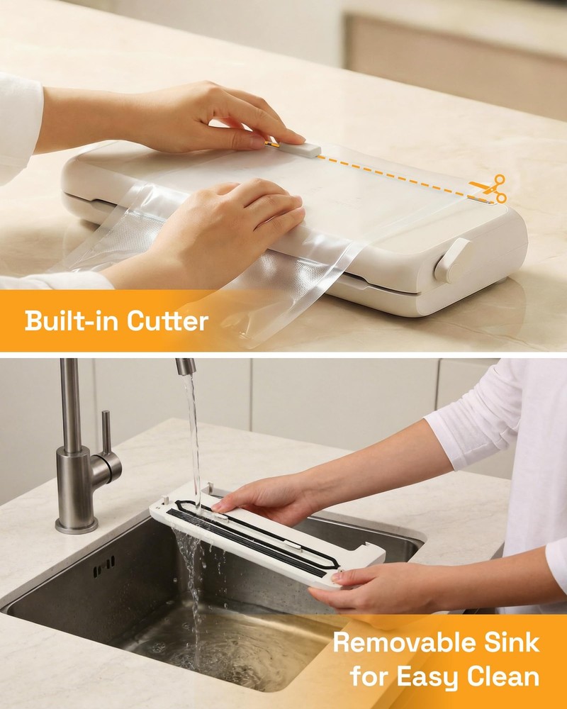 HBN Vacuum Sealer Compact Food Machine Automatic Onesize, white