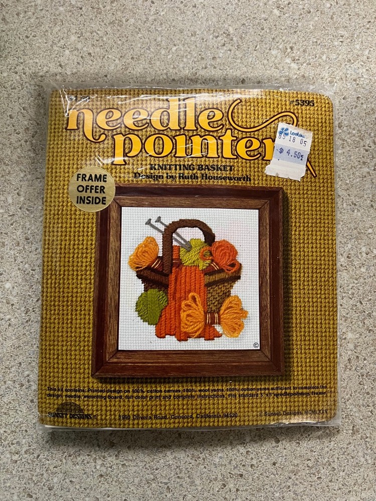 Sunset Designs Needle Pointers Knitting Basket Needle Point Kit #5395 New
