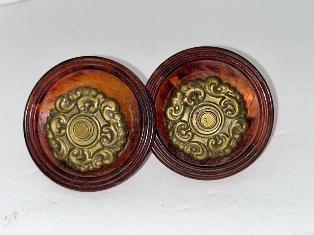 2 Lucite Amber Colored Large Drawer Pulls