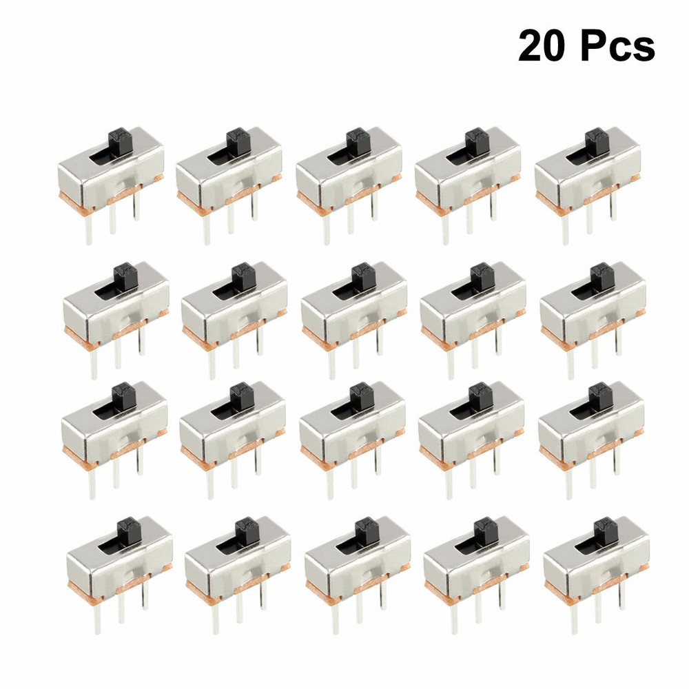 20pcs 2mm Vertical Sliding Switch SPDT 1P2T 3 Terminals PCB Lock-