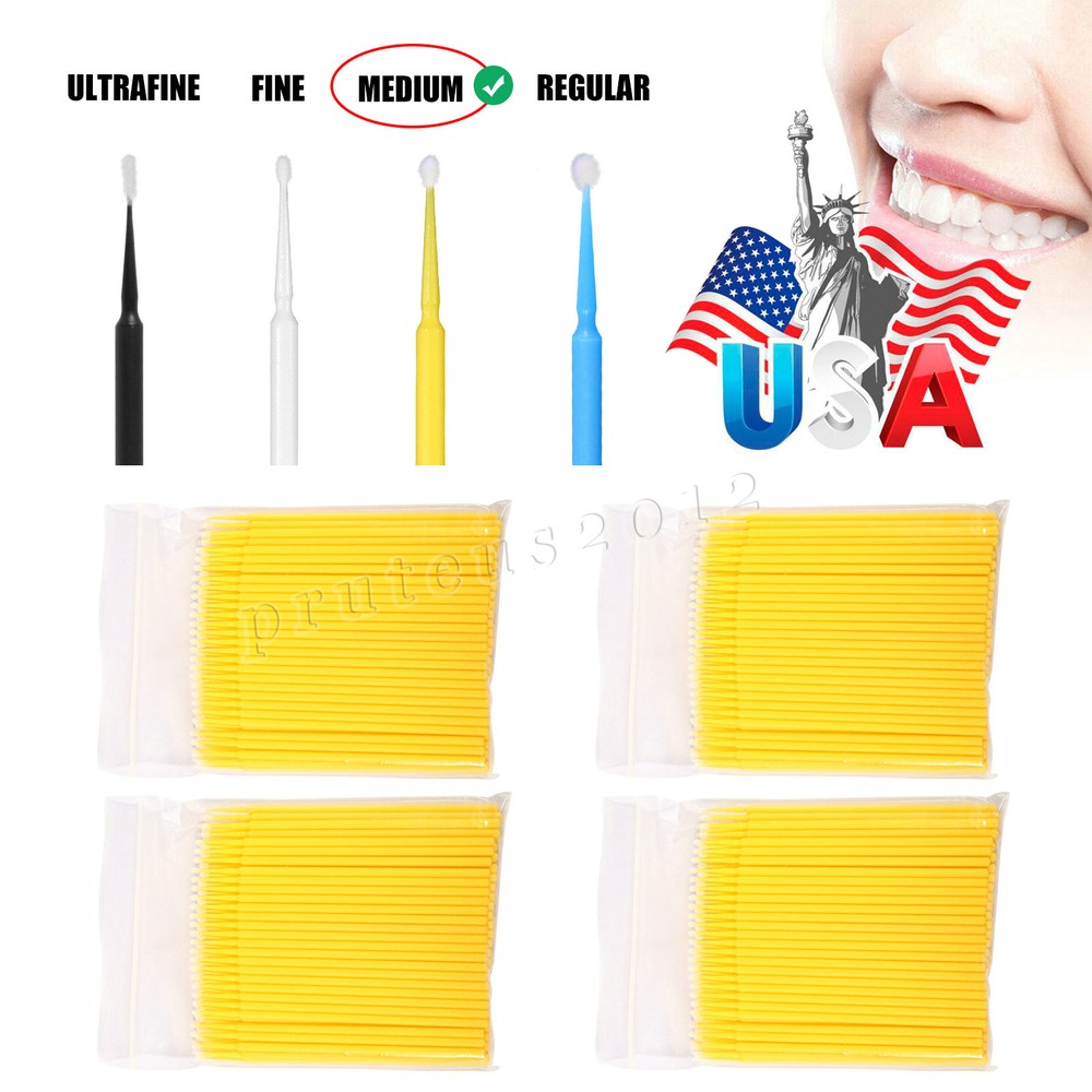 100 Micro Brushes Applicators Microbrush Dental (Regular, Fine, Super Fine) Eye