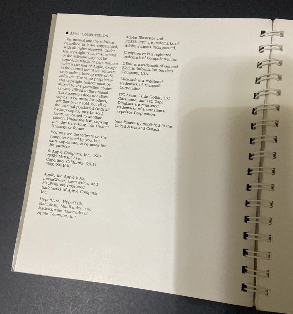 VTG Apple MacIntosh HyperCard Users Guide 030-3081-A