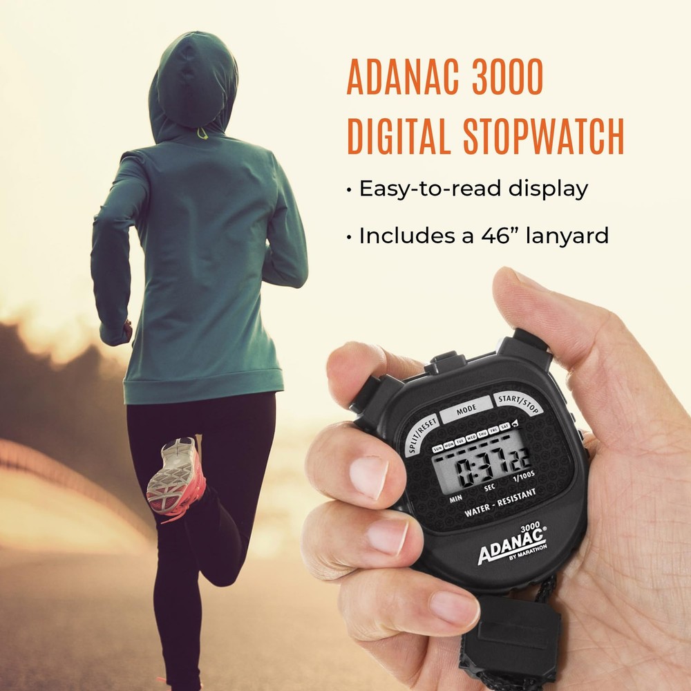Marathon Adanac 3000 Digital Stopwatch Timer, Neon Orange Small,
