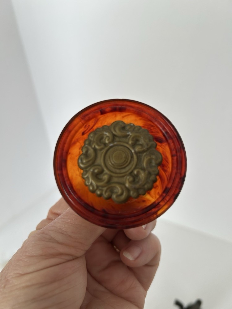 2 Lucite Amber Colored Large Drawer Pulls