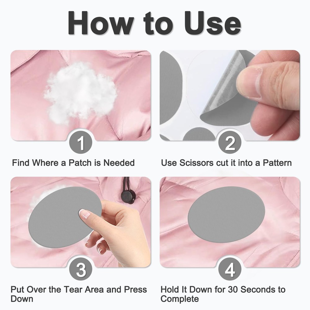 45PCS Down Jacket Repair Patch for Puffer Three Sizes, Pre-Cut-Dark Grey