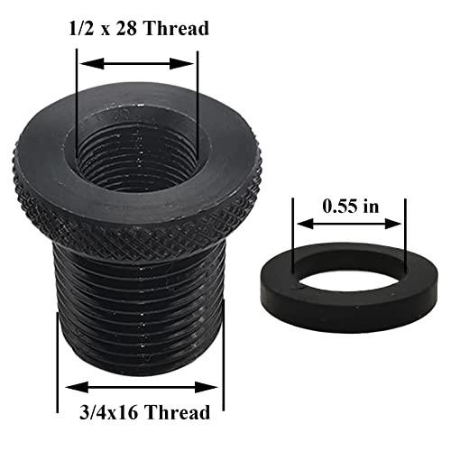 2 Pack Thread Adapters and Washers, 1/2 * 28-3/4 * 16, Black