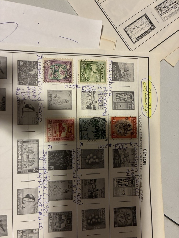 Ceylon Stamps / 7 Stamps