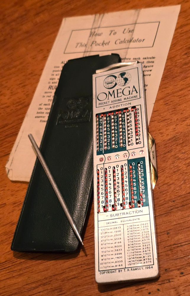 Vintage Omega Pocket Adding Machine, Very Cool!
