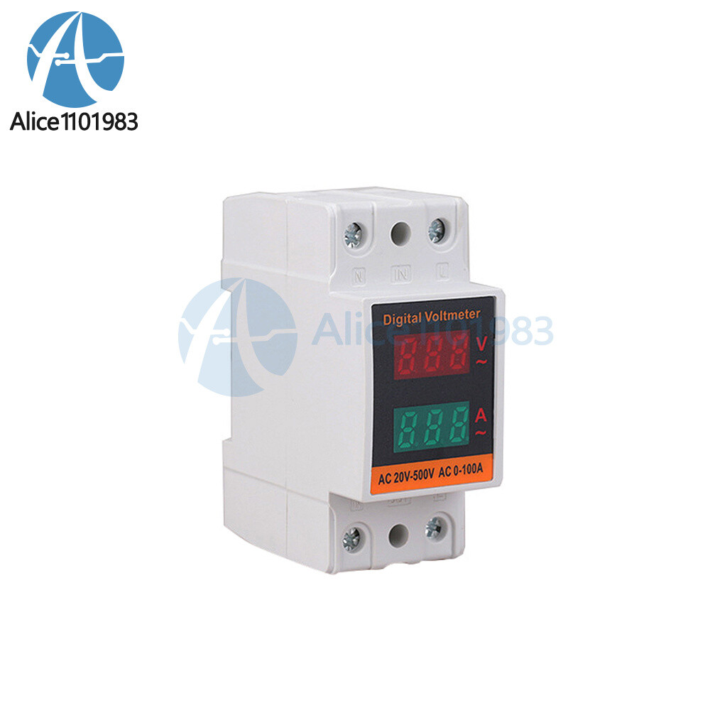 AC 50-500V 100A Din Rail Single-phase Digital Voltage LCD Voltage Current Meter