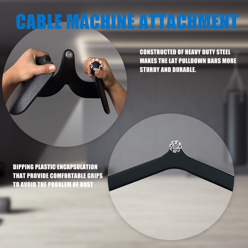 2PCS LAT Pulldown Bar Cable Machine Attachment Back Tricep Bar Strength Training