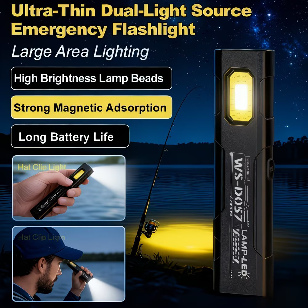 2 LED Flashlight Work Light, Emergency Flashlight, Flash light, red white blue