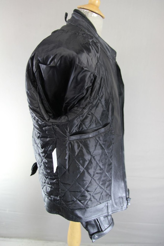 CLASSIC BLACK LEATHER BIKER JACKET 40 INCH CHEST/MEDIUM