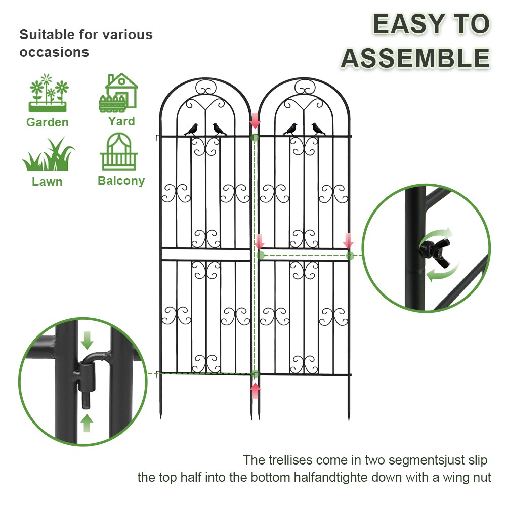 2PCS Rustproof Metal Garden Trellis 86.61" Tall for Rose/Outdoor Climbing Plants