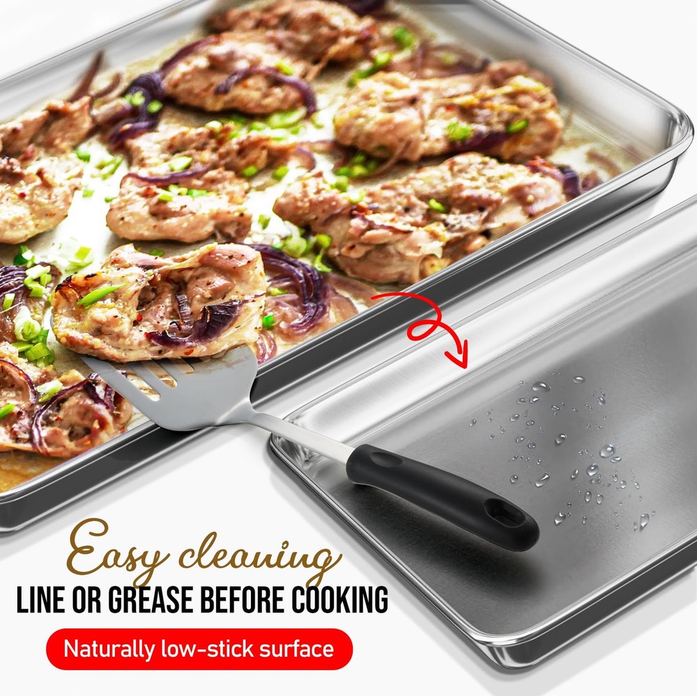 Eatex Baking Sheet Set, 4 Nonstick Cookie Sheets, Aluminum, Warp & Rust Proof