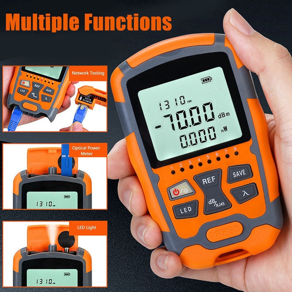 Optical Fiber Cable Tester Multimeter Tool with LED Light Optical Power Meter