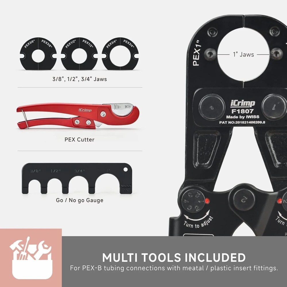 Portable Pex Pipe Crimper Set - Metal Construction