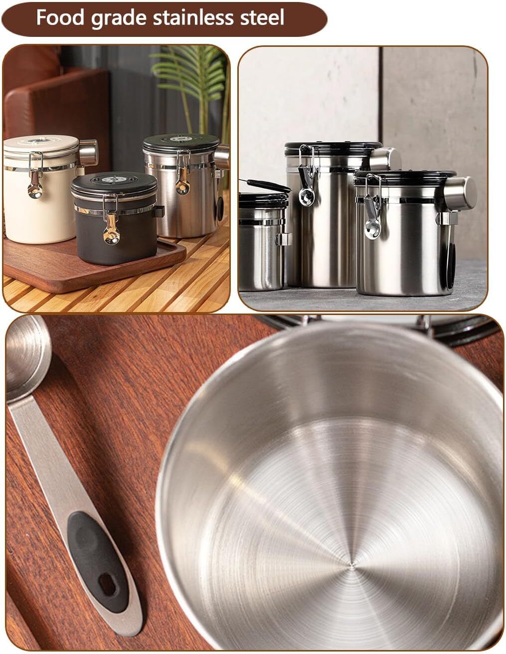 Coffee Canister Airtight Storage Container 62fl Stainless Steel Tight Coffee Jar