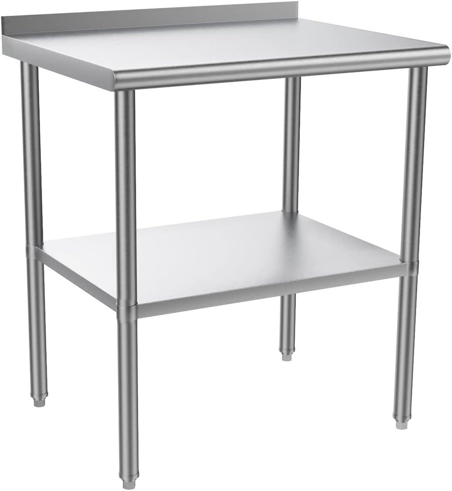 30'' x 24'' Stainless Steel Table for Prep & Work with Backsplash for Kitchen