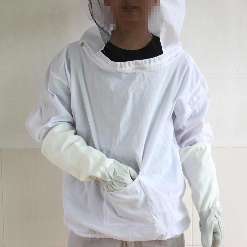 Protective Beekeeping Jacket Veil Suit + 1 Pair Beekeeping Long Sleeve Gloves US