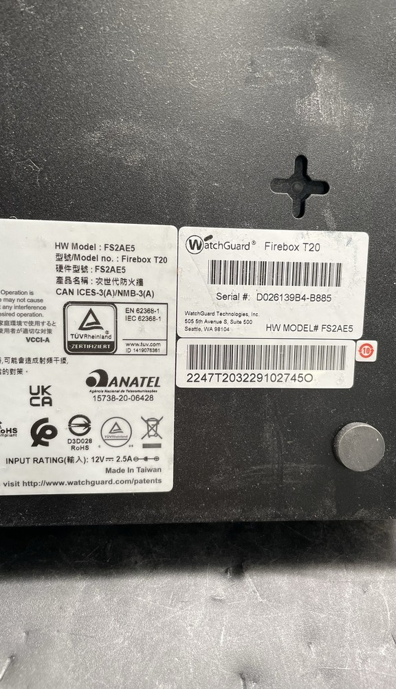 WatchGuard Firebox T20 Firewall Security Appliance Network Protection Unit