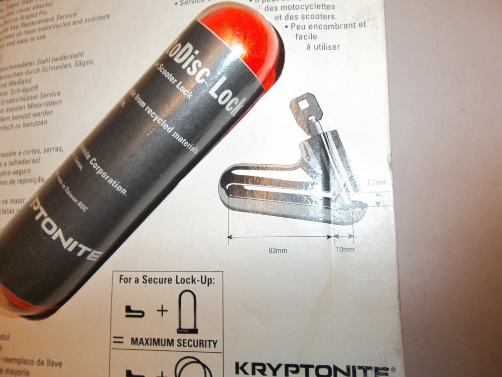 New in Damaged Packaging Kryptonite KrypotoDisc Steel Lock