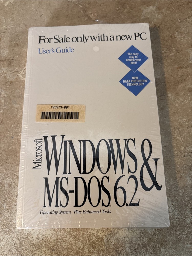 Vintage Microsoft Windows & MS-DOS 6.2 User Guide Sealed Manual Certificate PC
