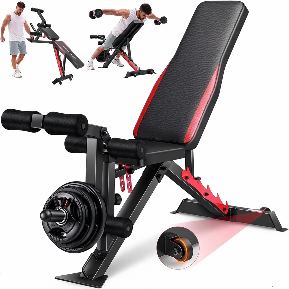 1200LBS Adjustable Foldable Weight Bench for Home Gym Strength Training Workout