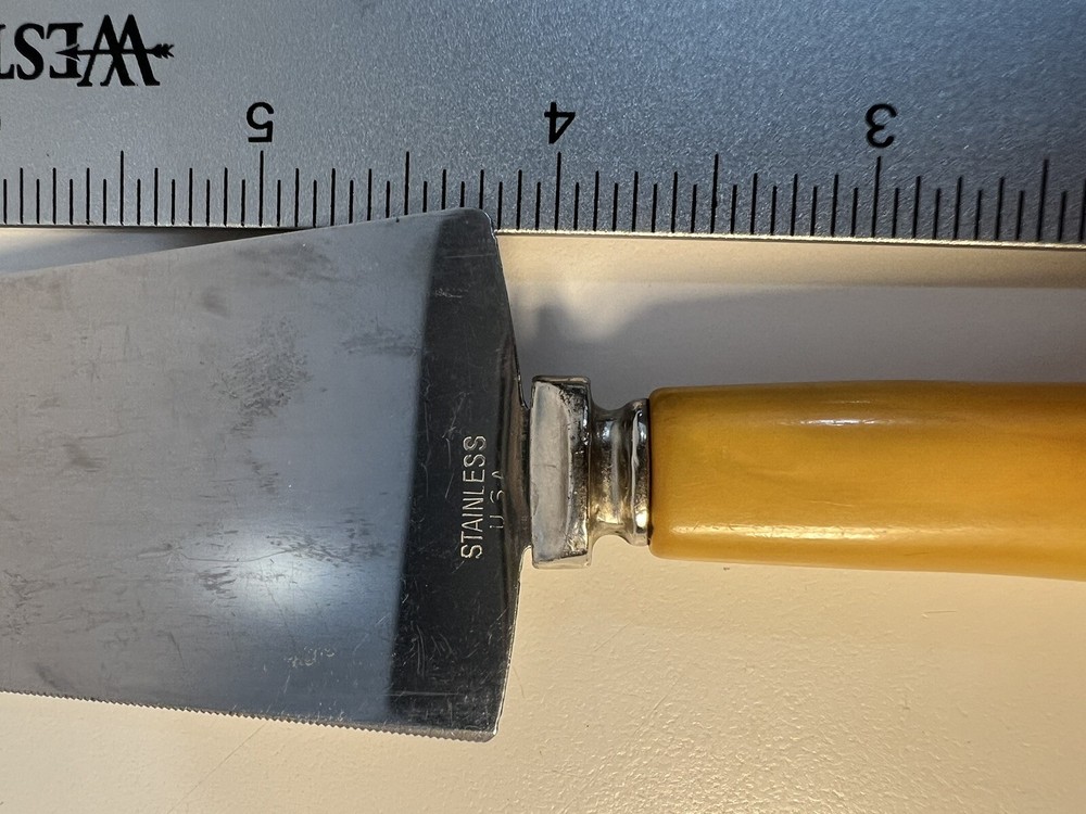 Bakelite Butterscotch Stainless Cake/Pie Knife Server Serrated Edge 10" Kitchen