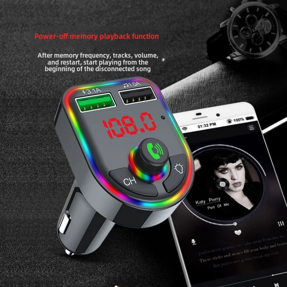 Car Wireless Bluetooth 5.0 FM Transmitter MP3 Music Player USB Charger Adapter