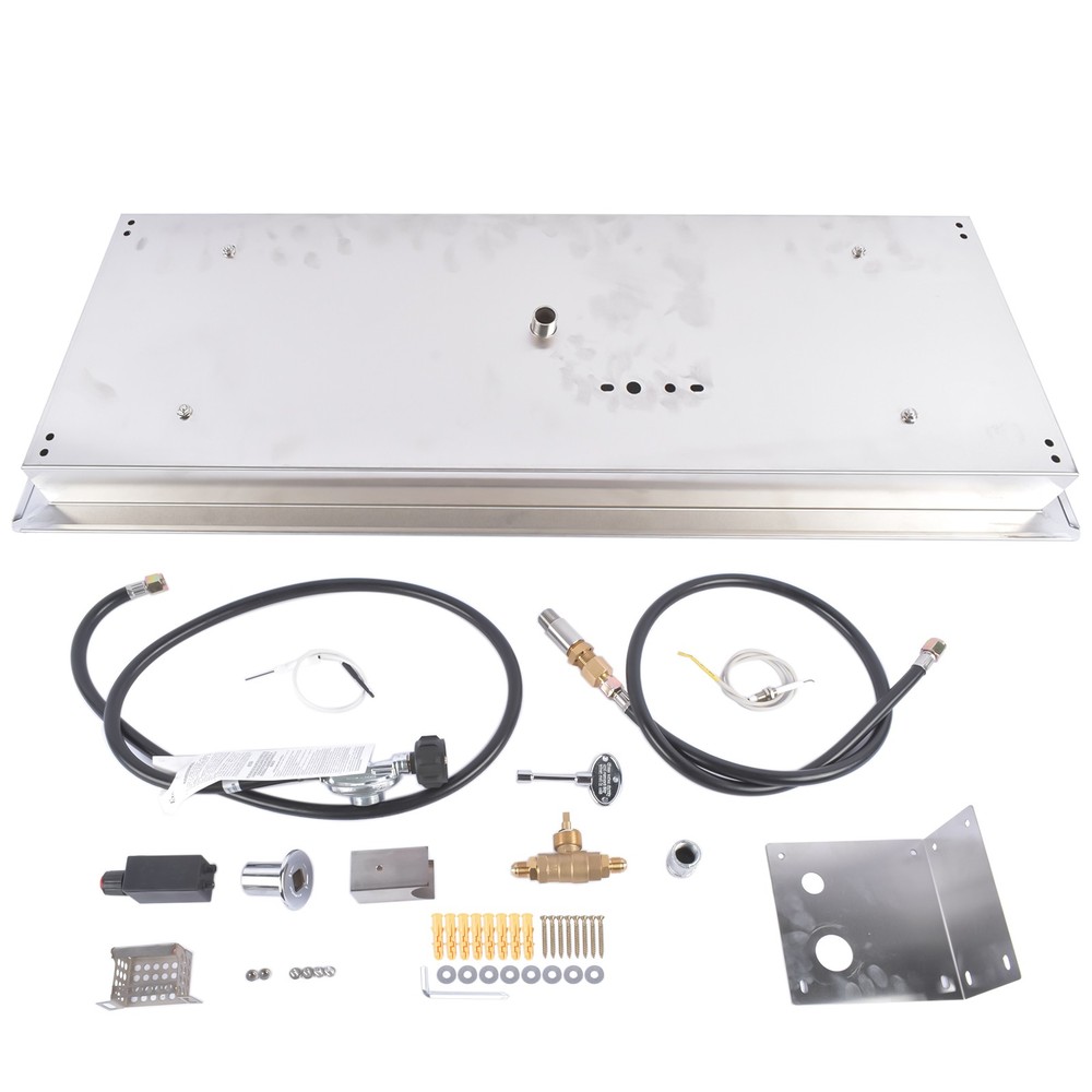 30x10-inch Fire Pit Pan Stainless Steel Fire Pit Burner Kit Rectangular