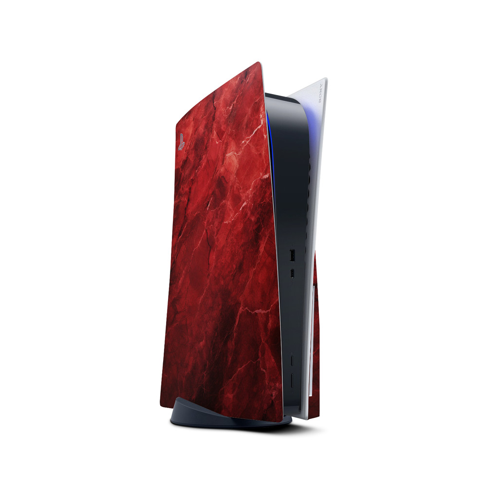 PS5 Disc Version Console & Controller Vinyl Skin Decal Wrap Red Marble
