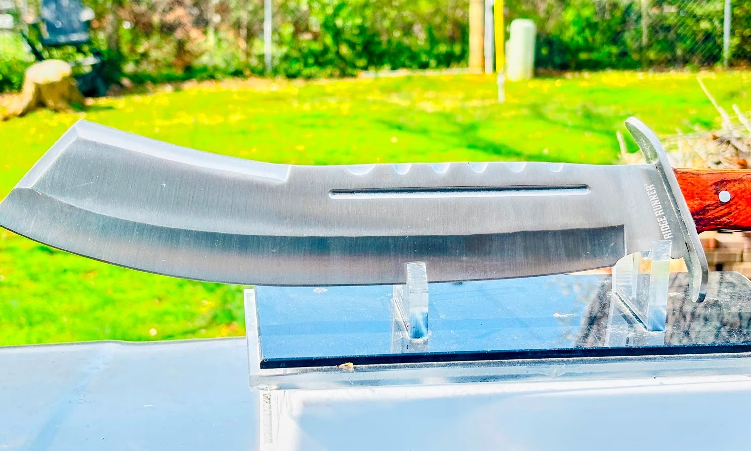 Large 17" Machete Fixed Blade Knife Wood Handle Unused Ridge Runner 440SS