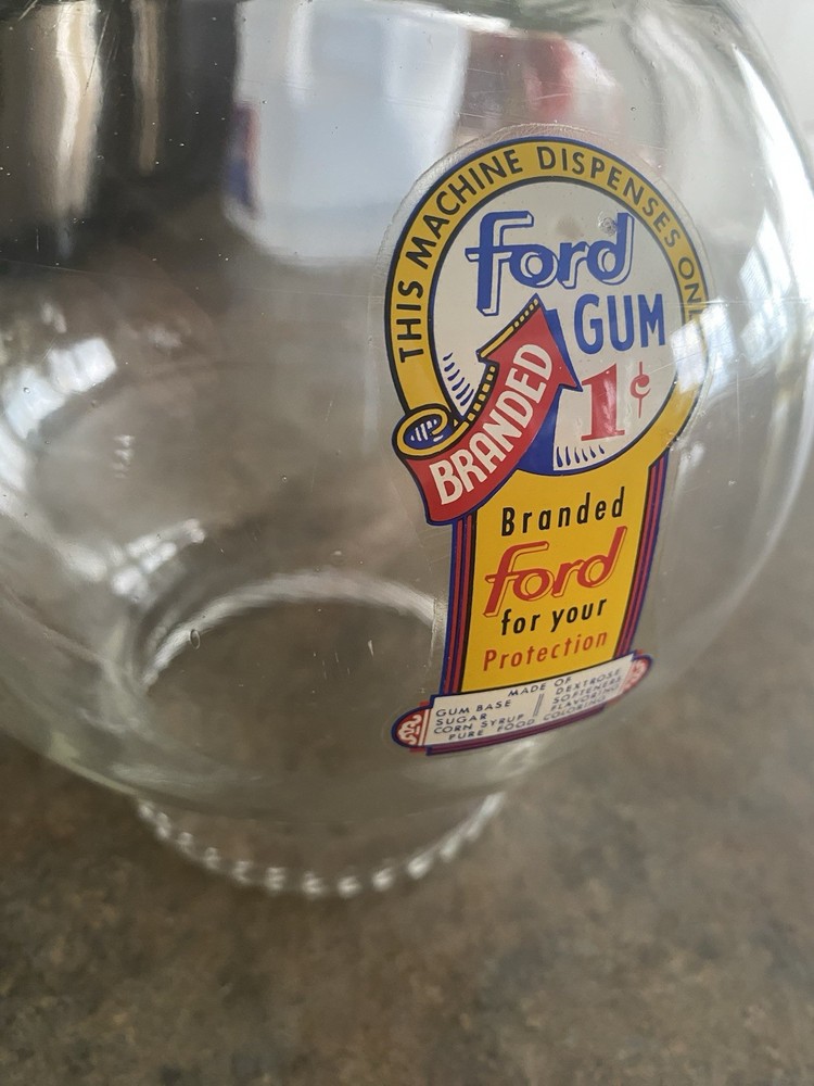 Small 1 Cent Ford Glass Globe Fired Label