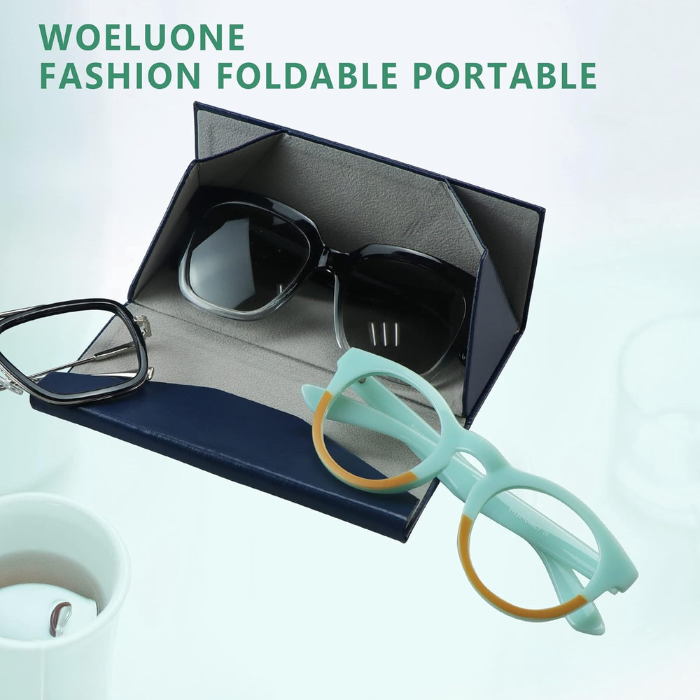 Visionglobal 2 Pack Eyeglass Case Hard Shell with Foldable Design, Portable Sung