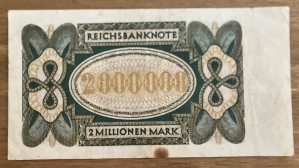 Germany Banknote. 2 Million Mark. Dated 1923. Pick 89. Rare Note