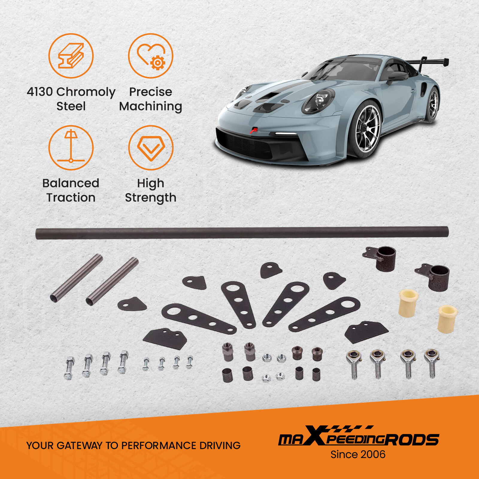 Anti-Roll Bar Kit 24"-36" Chromoly Frame Rail Width, 10.2" Arms