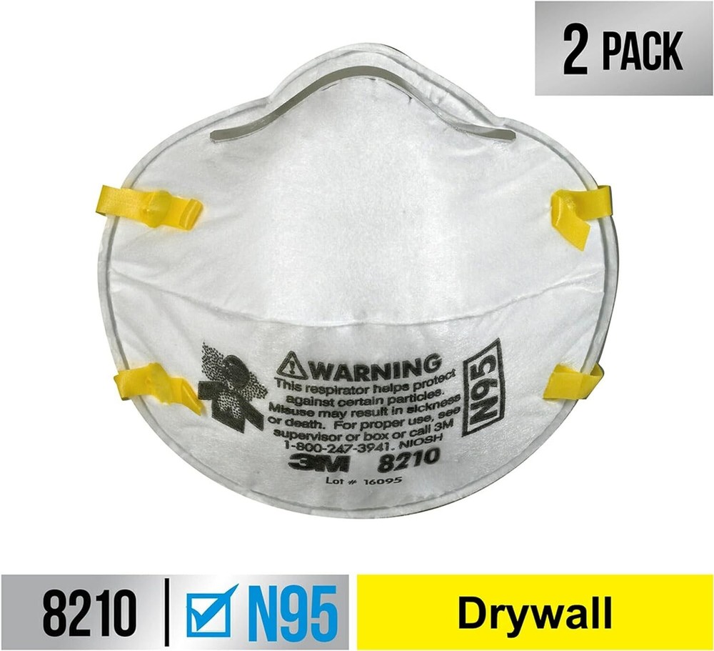 3M N95 Performance Respirator 8210, Drywall Sanding 2 Pack