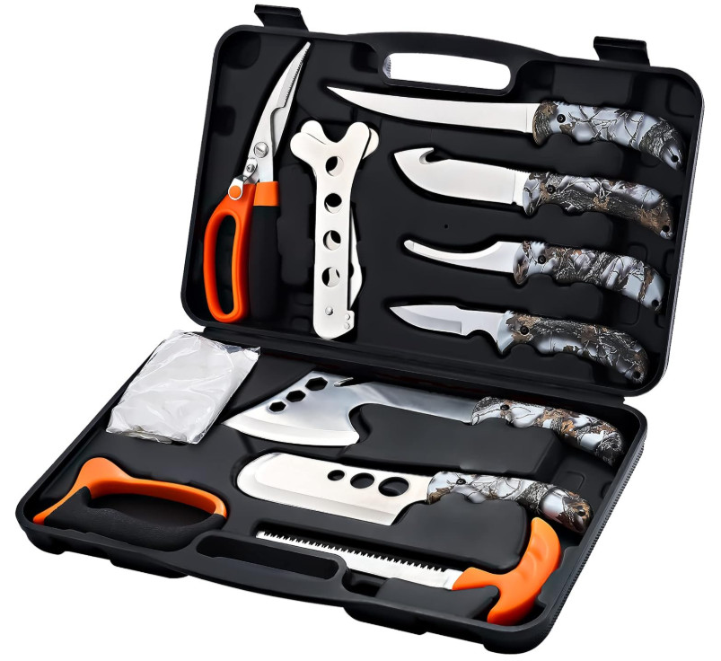 12-Piece Hunting Deer Knife Set – Portable Field Dressing & Game Processor Kit